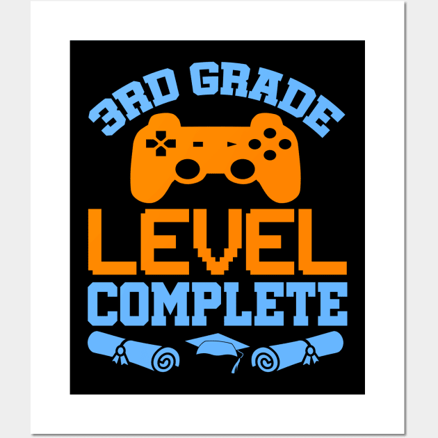 3rd Grade Level Complete Video Gamer T-Shirt Graduation Gift Wall Art by celeryprint